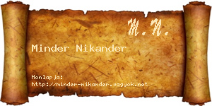 Minder Nikander névjegykártya